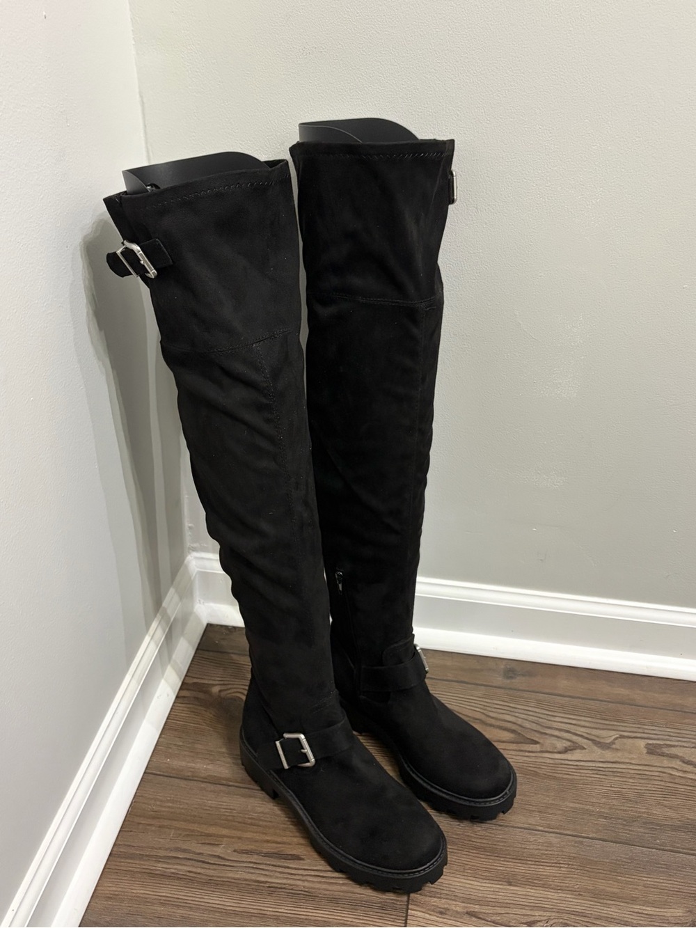 Nine West Black Over-the-Knee Buckle Suede Boots New without Box